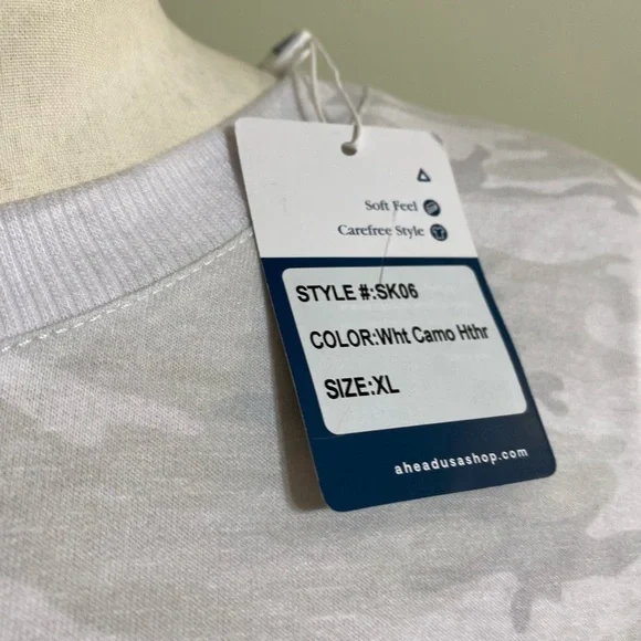 AHEAD CASUALS WOMEN'S SUE SWEATSHIRT XL WHITE CAMO HEATHER NEW NWT - Picture 2 of 6